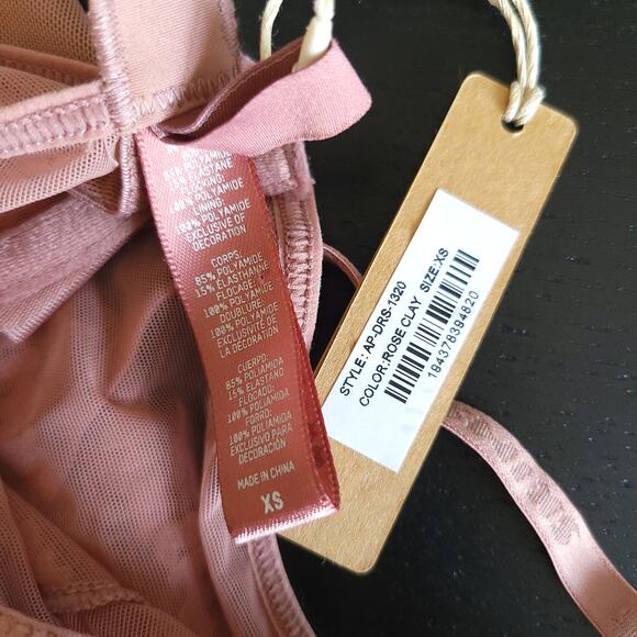 NEW Skims After Hours Slip Dress Rose Clay Logo Sheer Underwire Sexy Women XS - Picture 12 of 13